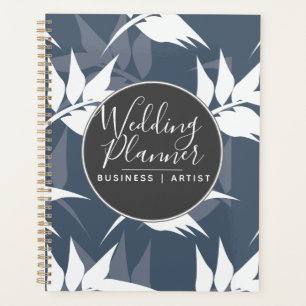 Navy Blue Leaves Floral Silohuette Wedding Planner