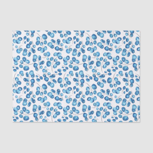 Navy Blue Leaves on White Tissue Paper (Front)