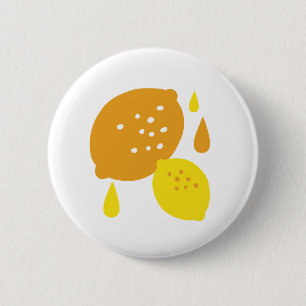  Navy Blue Lemon Art – Refreshing Citrus Design 2 Inch Round Button