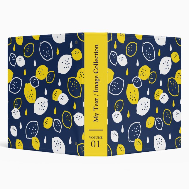  Navy Blue Lemon Art – Refreshing Citrus Design Binder (Background)