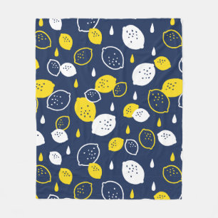  Navy Blue Lemon Art – Refreshing Citrus Design Fleece Blanket