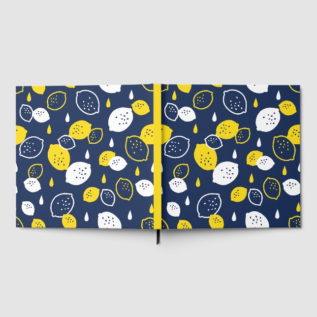  Navy Blue Lemon Art – Refreshing Citrus Design Guest Book (Full)