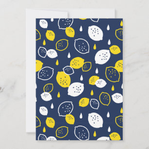 Navy Blue Lemon Art – Refreshing Citrus Design Holiday Card