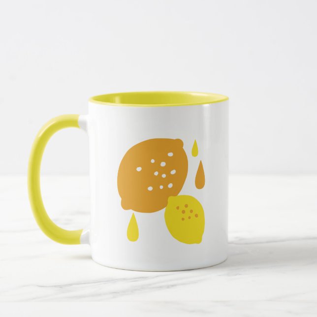  Navy Blue Lemon Art – Refreshing Citrus Design Mug (Left)