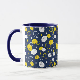 Navy Blue Lemon Art – Refreshing Citrus Design Mug