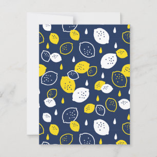 Navy Blue Lemon Art – Refreshing Citrus Design Postcard