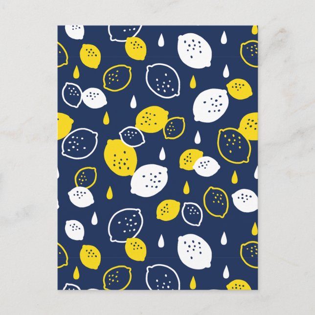  Navy Blue Lemon Art – Refreshing Citrus Design Postcard (Front)