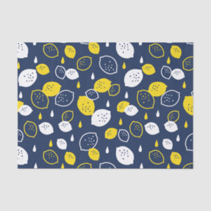 Navy Blue Lemon Art – Refreshing Citrus Design Tissue Paper