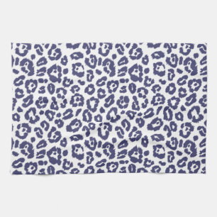 Navy Blue Leopard Pattern Kitchen Towel