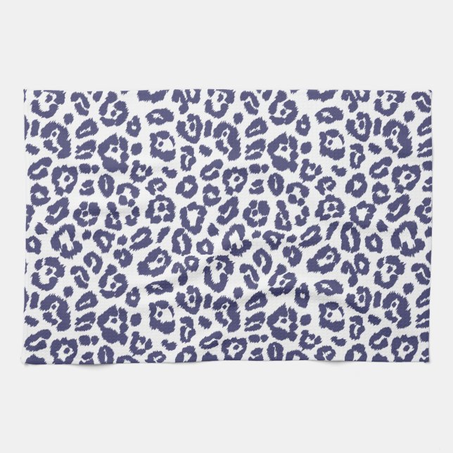 Navy Blue Leopard Pattern Kitchen Towel (Horizontal)