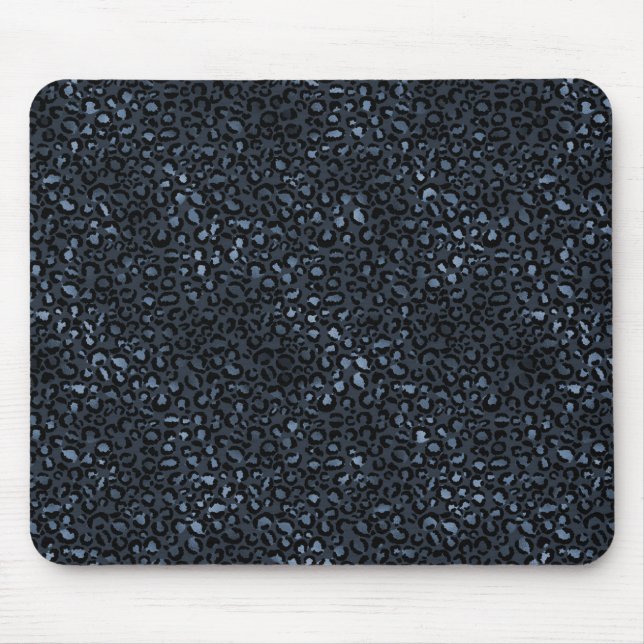 Navy Blue Leopard Print Mouse Pad (Front)