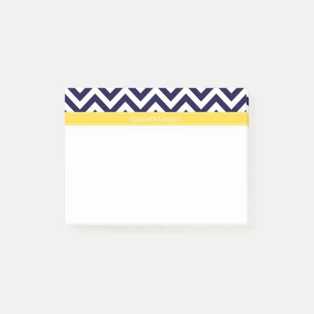 Navy Blue Lg Chevron Pineapple Name Monogram Post-it Notes (Front)