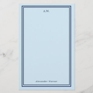 Navy Blue & Light Blue Monogrammed Stationery