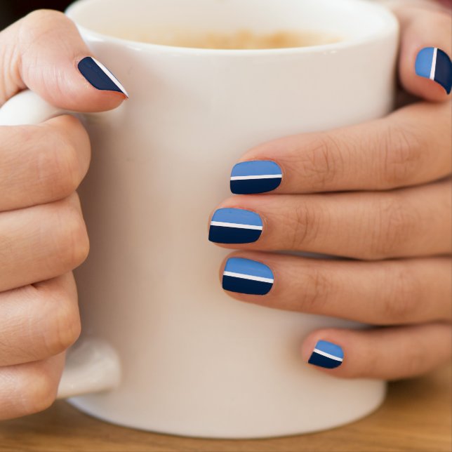 Navy Blue, Light Blue, White Stripe Minx Nail Art | Zazzle