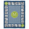 Navy Blue Lime Green Chevrons Custom Monogram