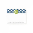 Navy Blue & Lime Green Polka Dots Custom Monogram