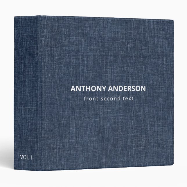 Navy Blue Linen Texture  Binder (Front/Spine)