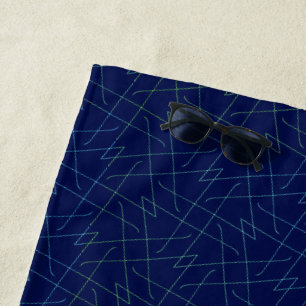 Navy Blue Lines Simple Pattern Abstract Geometric Beach Towel