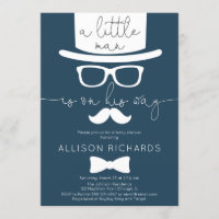 Navy blue little man boy baby shower