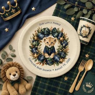 Navy Blue Little Prince Baby Boy Baby Shower Paper Plate