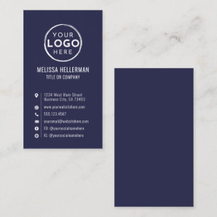 Navy Blue Logo Minimal Modern Vertical Business Card