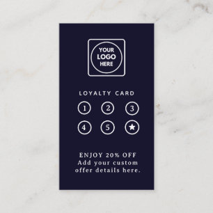 Navy Blue Logo   Modern Business Loyalty Design Card