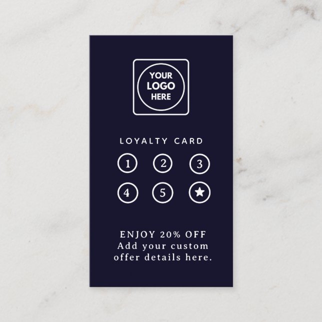 Navy Blue Logo | Modern Business Loyalty Design Card (Front)