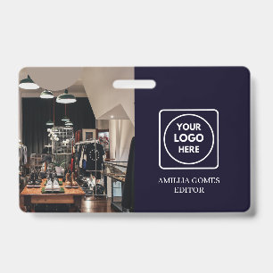 Navy Blue Logo   Modern Trendy Employee Design Badge