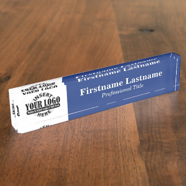 Navy Blue - Logo, Name and Professional Title Nameplate (Side)