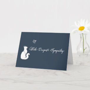 Navy Blue Loss of Cat With Deepest Sympathy  Card