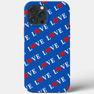 Navy Blue LOVE Heart Elegant Retro iPhone 13 Pro Max Case