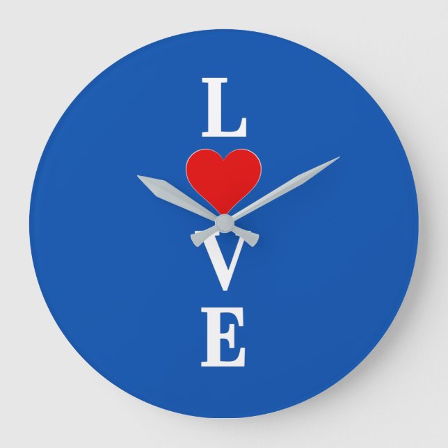 Navy Blue LOVE Large Clock (Front)