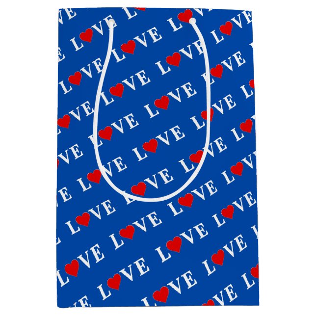 Navy Blue LOVE Medium Gift Bag (Front)
