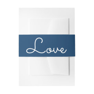 Navy Blue Love Wedding  Nautical Beach Summer Invitation Belly Band