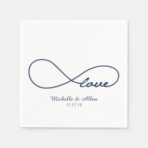 Navy Blue Love Wedding Paper Napkins Set