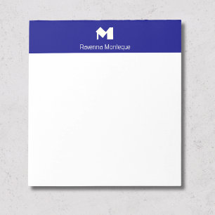 Navy Blue Luxury Personalized Name Monogram Notepad