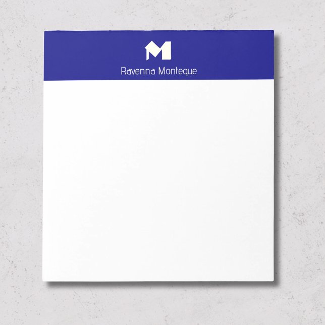 Navy Blue Luxury Personalized Name Monogram Notepad (Creator Uploaded)