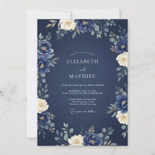 Navy Blue Magnificent Winter Wedding Invitation