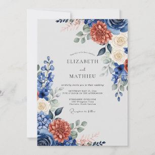 Navy Blue Majestic Autumn Wedding Invitation