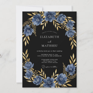Navy Blue Majestic Evening Wedding Invitation
