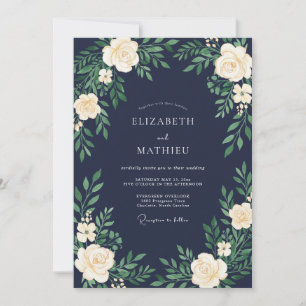 Navy Blue Majestic Midnight Wedding Invitation