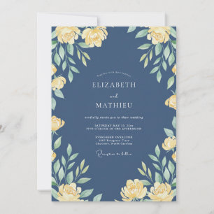 Navy Blue Majestic Spring Wedding Invitation