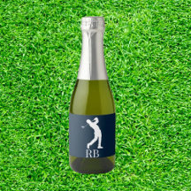 Navy Blue Man Golfer Monogram