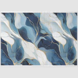 Navy Blue Marble Decoupage Tissue Paper
