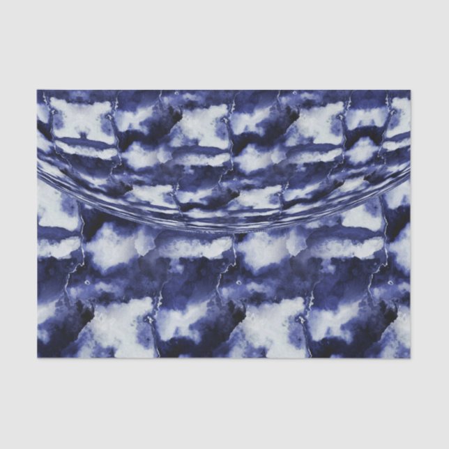 Navy Blue Marble Stone Calming Tissue Paper (Front)