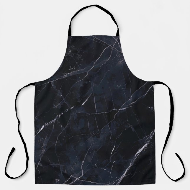 Navy blue marble: stone texture. apron (Front)