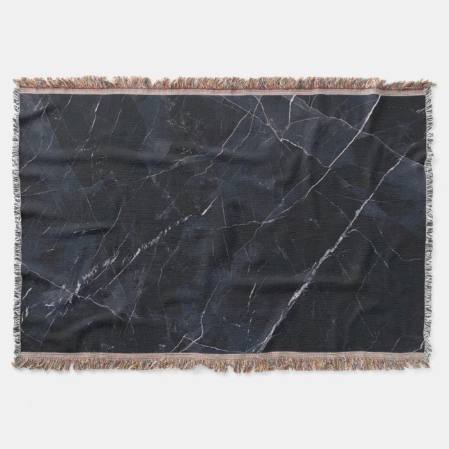 Navy blue marble: stone texture. throw blanket (Front)