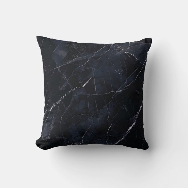 Navy blue marble: stone texture. throw pillow (Front)
