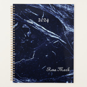Navy Blue Marble Swirl Customized Planner