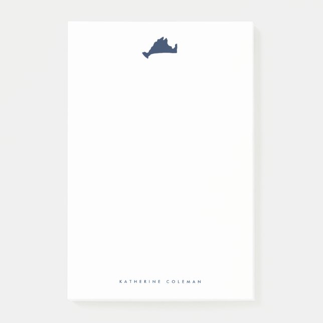 Navy Blue Marthas Vineyard Map Monogram Post-it Notes (Front)